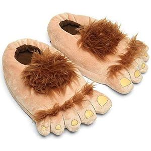 Geekbuzz Bont Monster avontuurlijke pantoffels, comfortabele nieuwigheid warme winter grote hobbit voeten pantoffels voor volwassenen (heren: 45)