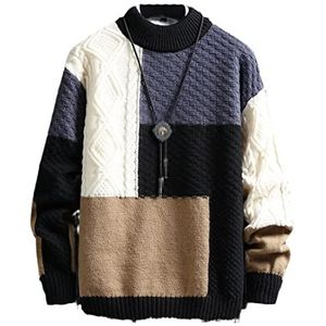 Wintertrui, Splicing Wool Clothes Heren Winter Koreaanse Mode Lange Mouw Trui Ronde Hals Truien(Gray T8543,XXL(72-80Kg))