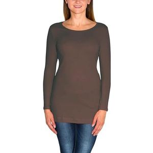 Alkato Dames Shirt met Lange Mouwen Tuniek, Chocoladebruin, S