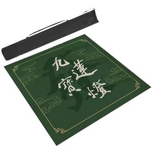 Mahjongg Mat Groene Mahjongmat Met Rubberen Achterkant, Antislip En Geluidsreducerende Dikke Mahjong-tafelmat, Speelkaarten En Dominostenen (Color : Green-1, Size : 37.4x37.4in/95x95cm)