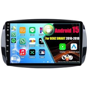 Android 15 Autoradio Voor BENZ SMART 2016-2018 met Draadloze Carplay Android Auto, 9 Inch Autoscherm Soporta Bluetooth WIFI GPS FM/RDS(4Core(2+32GB))