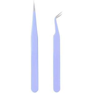 2 stuks roestvrijstalen precisiepincetten, gekleurde plakboekpincetten, rechte en gebogen pincetten(PURPLE)