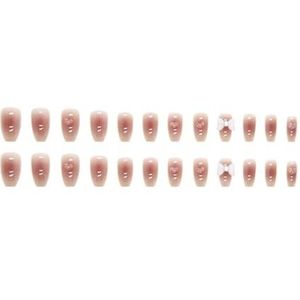 24 stks/set nepnagels vlinder perzik nagels kunst manicure kunstnagels met ontwerp met draaggereedschap(Size:Z403)