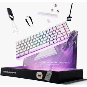 Nyfter - 75% gaming-toetsenbord - dubbele demping, PRE-LUBED Gateron gele schakelaars, hot swappable, 100% RGB-verlichting, ISO DE lay-out NYFBOARD GEN2 gaming toetsenbord
