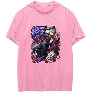 Unisex Bungo Zwerfhonden Perifere T-Shirt dazai osamu Ryunosuke Akutagawa Perifere Karakter Printing Harajuku Mode Casual Ronde Hals T-shirt, Roze-g, XL