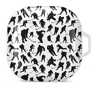 Hockeyspelers oordopjes hoesje compatibel met Samsung hard shell beschermhoes witte stijl