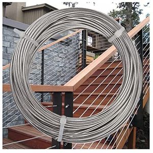 Roestvrijstalen kabel, Roestvrijstalen kabel met een diameter van 1/8 inch, verschillende lengtes for balustrades en leuningen(20M/65.6ft)