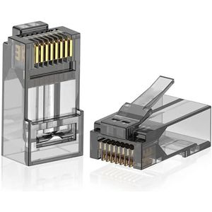 GEDIZ 50 stuks CAT6 RJ45 Doorgangsstekker Einden Cat6 8P8C Modulaire Stekker CAT6 CAT5E CAT5 Solide of gevlochten UTP Netwerkkabel (Kleur: Zwart 50 STUKS)