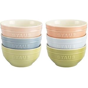 STAUB Ceramique Macaron Kommenset, 400 ml, mueslikommen, serveerkommen, dessertkommen, gemengde kleuren, keramiek, 12 cm, 6-delig