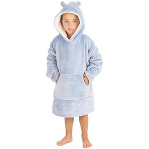 Baby's peuters jongens meisjes unisex oversized deken knuffelig hoodie trui met 3D-oren 18 maanden - 6 jaar, Dusky Blauw, 3-6 Years