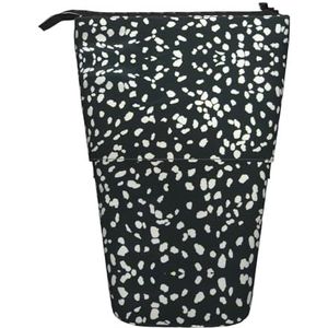 Nbtghga Zwart en Wit Luipaard Print Potlood Telescopische Klassieke Kunsten Stand Up Etui Organizer Potlood Houder Make-up Tas Gift, Zwart, Eén maat