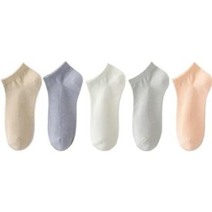 YIJIANUO Vrouwen 95% Gekamd Katoen Zakelijke Jurk Sokken Zachte Ademend Enkellengte Kleurrijke 5 Paren/partij Voor Lente Zomer, Kleur-e, 38