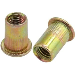 Schroefdraad-inzetmoeren, Platte klinkmoeren M3-M12 koolstofstaal verzinkt, verpakking van 50 stuks for klinkmoerenpistool(20pcs,M4)