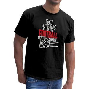 Eat, Sleep, Football, Repeat T-Shirt Top Novelty Fun Sports Footie Player Ball Pitch Cup Trophey Game Match Club Fan Boots Father Dad Daddy overhemden(Small)