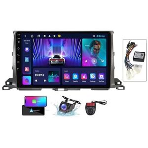 Android 13 Dual Din Car Stereo voor Toyota Highlander 3 XU50 2013-2018 met 9 inch Touchscreen Media Player met Carplay Android Auto BT 5.0 GPS-navigatie FM/RDS SWC + achtercamera(B,NF-2)