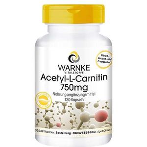 Acetyl-L-Carnitine Capsules - 750mg - hoge dosering - veganistisch - 120 capsules | Warnke Vitalstoffe - Duitse apothekerskwalitei