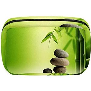 Zen Ston Bamboe Cosmetische Rits Pouch Make-up Tas Reizen Waterdichte Toilettassen voor Vrouwen, Meerkleurig, 17.5x7x10.5cm/6.9x4.1x2.8in