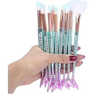 Eljjhah Make-up Borstels Kit Natuurlijk Tool Mermai Potlood Cosmetica Foundation Kunstenaar Zeemeermin Markeerstift Gezicht Set Van Bronzer Oogschaduw Lip (Handvat Kleur: Rood)