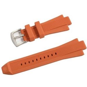 Jeniko 29 mm x 13 mm horlogeband compatibel met Michael Kors Mk8184 8729 9020 MK8152 MK9020 MK9026 siliconen horlogebandaccessoires met verhoogde mond(Color:Orange Silver Buckle)