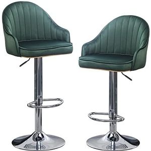 Luxe keukendraaibarkrukken set van 2 - Vintage fluwelen barkrukken met metalen onderstel, kookeilandkrukken, in hoogte verstelbare barstoelen met rugleuning voor eilandteller, pub, bistro