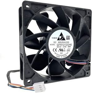 QFR1212GHE, Hoge snelheid bitcoin GPU Mijnwerkerskoelventilator 120x120x38mm DC 12V 6000rpm Dubbele kogellager PWM 4P (Blade Color : Original Delta)