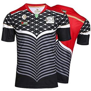 SPABOY Heren Jersey Rugby Jersey, Palestina Maillot De Rugby Polo Shirt Training T-Shirt, Supporter Voetbal Sport Top, Beste Verjaardagscadeau Training T-shirts, Zwart, L