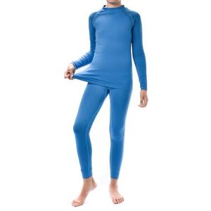 meteor® Thermo-ondergoed voor kinderen, functioneel ondergoed, ademend, set voor jongens, thermo-onderhemd, functioneel ondergoed, skiondergoed, meisjes, thermo-sportondergoed, blauw, 128/134 cm