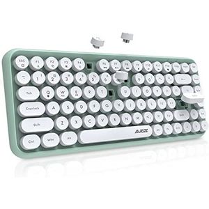 FELiCON 308i Retro Draadloos Toetsenbord, Bluetooth-stil Schattig Computer Toetsenbord met Ronde Punk Keycaps, Compacte 84 Keys, Matte Textuur, Typewriter Design, QWERTY voor PC, Laptop, Mac-Groen