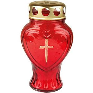 HS Candle Graflicht glas in hartvorm (rood), grafkaars met ca. 30 uur brandduur
