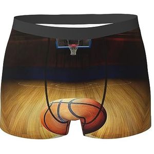 ZJYAGZX Basketbal Arena Print Heren Zachte Boxer Slips Shorts Viscose Trunk Pack Vochtafvoerend Heren Ondergoed, Zwart, XL