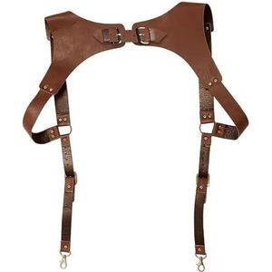 Herenhortreters, Brown Suspenders for Men, Pu Leather Mens Suspenders met clips verstelbare heavy duty stijlvolle sexy heren beugels voor bruidstijmiersfeestdatum