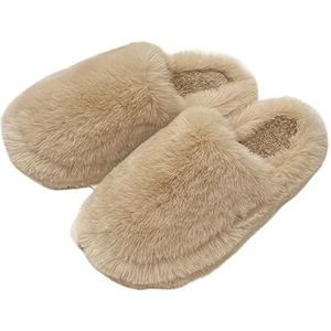 Dames Sloffen Baotou-pantoffels Harige pantoffels Herfst- en winterpluche pantoffels Huispantoffels Katoenen pantoffels met dikke zolen Winterhuispantoffels voor Binnen (Color : A, Size : 6 UK)