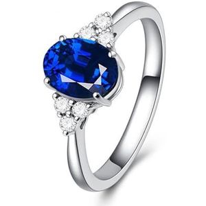 Blauwe mode gesimuleerde smaragd edelsteen diamanten ring dames retro open groene jaspis ring rode armband (Color : Blue_Adjustableopening)