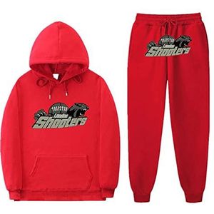 Sportpak TRAPSTAR activewear trainingspak for heren, broek met capuchon casual damessets trainingspak herenhoodie 3D tijgerkop thermische tweedelige dameskleding 2-delige set (Color : rood, Size : L