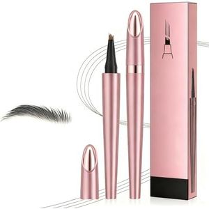 Waterdicht 3D Micro Brow Pencil met 4 gevormde tips - Langdurig, creëert moeiteloze natuurlijke wenkbrauwen (Grijs)