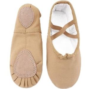 Ballerinaschoenen voor meisjes, ballerina's, ballerina's, dames, canvas, zachte zool, dansschoenen, kinderen, oefendansschoenen, bruin, 45 (26,5 cm)