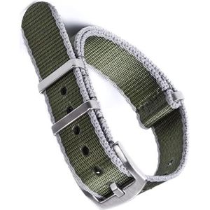 dayeer Veiligheidsgordel Nylon NAVO-horlogeband voor JB 007 militaire horlogebandaccessoires (Color : Green Gray Edge, Size : 22mm)
