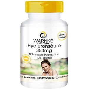 Hyaluronzuur tabletten - 350mg - veganistisch - met vitamine C - 100 tabletten | Warnke Vitalstoffe - Duitse apothekerskwalitei
