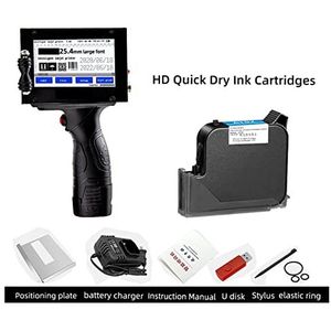 Handheld inkjetprinter, 25.4mm Een-inch Handheld Inkjet Printer Draagbare Productie Datum LOGO Codering Machine Kleine Verpakking Afdrukken Permanente Inkt voor tekst/barcode/logo/QRCode/teller(Printe