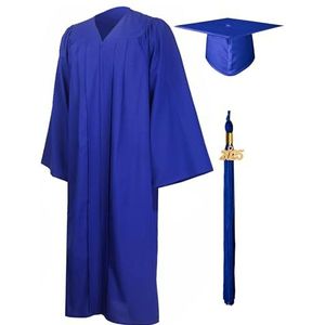 GraduationMall Afstudeerjurk en Pet 2025 Kwastje Jaar Bedel voor Volwassenen Universiteit Middelbare Kleding Kostuum Uniseks XS(5'0""-5'2"") Koningsblauw