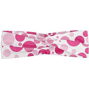 ABAKUHAUS Roze Stippen Hoofdband, monotone Vlekken, Elastische en Zachte Bandana voor Dames, voor Sport en Dagelijks Gebruik, Pink Baby Pink White