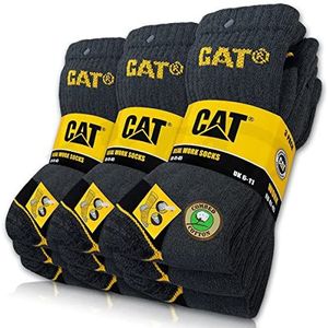 CAT® Real Work Socks voor dames en heren, werksokken business, 9 paar sokken, kousen maat, grote keuze, 35-50, grijs, 9 paar, 43-46 EU