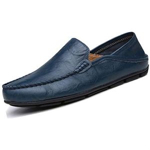 Lapens Casual platte loafers voor heren, modieuze instappers, autorij-schoenen, Blauw, 41.5 EU
