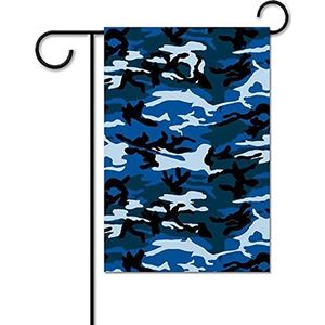 Blauwe Camouflage Grappige Tuin Vlaggen Voor Buiten Dubbelzijdig 12x18 Inch Decoratieve Huis Yard Vlag Gedrukt Gift Welkom