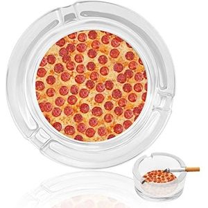Italiaanse Pepperoni Pizza Glas Asbak Indoor Outdoor Wasbare Eenvoudige Ronde Asbakken Gift Voor Mannen