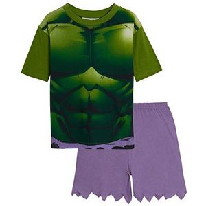 Marvel Jongens Hulk Dress Up Korte Pyjama Kids Avengers Novelty Shortie Pjs Set, Groen/Paars, 7-8 jaar