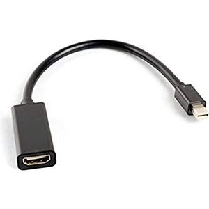 Lanberg AD-0005-BK Mini displaypoort ""1.2 (Mini Dp) stekker op HDMI-A (1.3B)"" bus adapter met kabel, 20 cm zwart