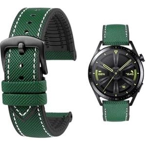 Fit for Longines Seiko water ghost Hamilton serie nylon rubber Onderkant horlogeband 20mm 22mm 23 Band mannen zachte Waterdichte Polsband (Color : Green White black A, Size : 24mm)
