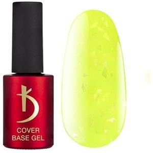 K Professional Base Coat - Base Gel Cover - Yellow Neon Flakes Camouflage - 7 ml - Onderlak - UV nagellak - gelnagels - gele vlokken camouflagekleur glitter confetti - UV LED