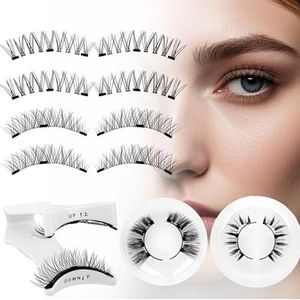 4 paar magnetisch met applicator, magnetische wimpers herbruikbare magnetische natuurlijke look, magnetisch geen lijm nodig (M9+M1-4P) [magnetische wimpers-M001-M003-4P]